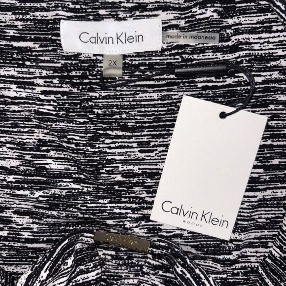 Calvin Klein Womens Black & White Sleeveless Tank Top Size 2X NWT Keyhole Neck - Picture 8 of 10